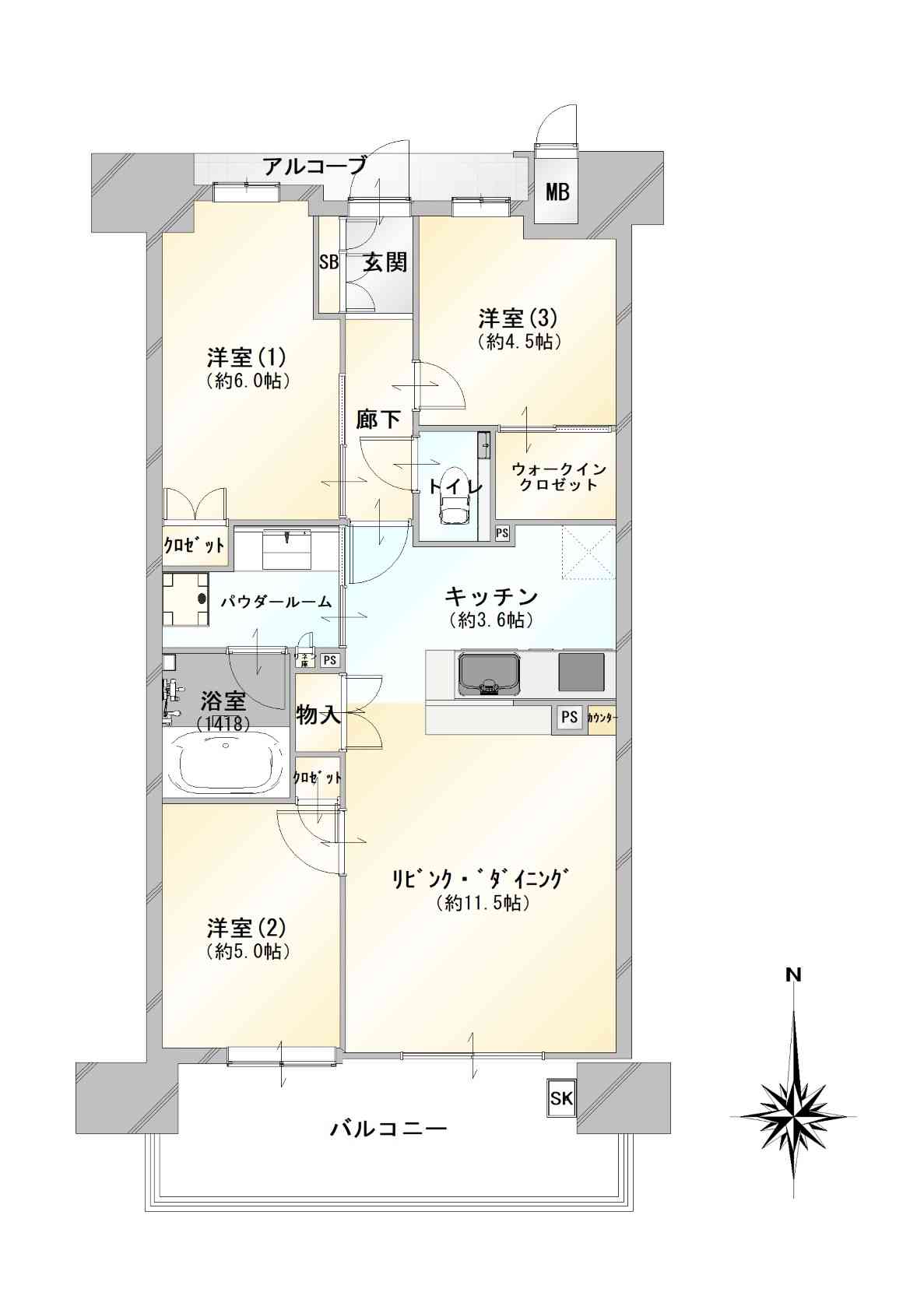 南向きバルコニーで日当たり良好♪